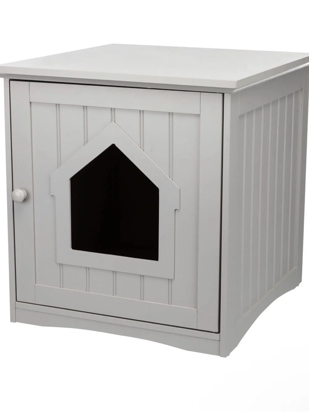 Gray Wooden Cat House - Cozy Indoor Pet Shelter
